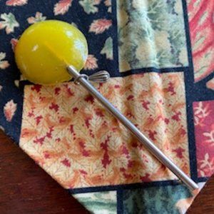 Vintage RETRO '60s-70s * YELLOW "Wet" LOLLIPOP brooch PIN * 4" long * ADORABLE